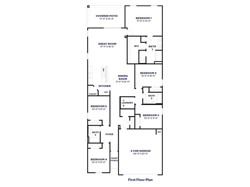 2D floor plan layout for the Hayden by D.R. Horton in Moonlight, Maricopa, AZ (Image 5).