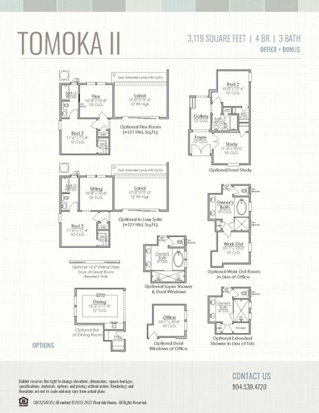 2D floor plan layout for the Tomoka by Riverside Homes in Hidden Creek at SilverLeaf Phase 1, St. Augustine, FL (Image 39).