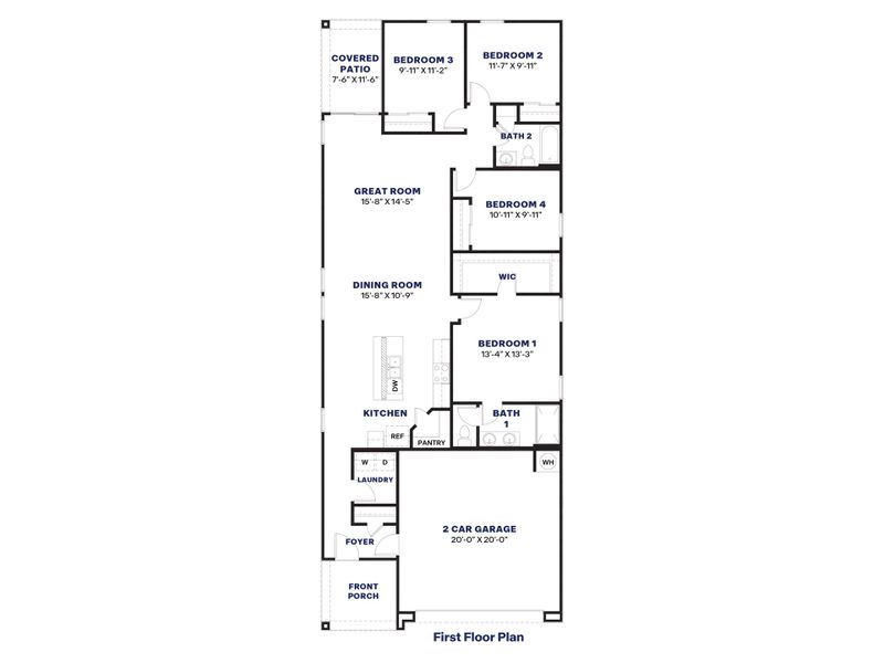 2D floor plan layout for the Harper by D.R. Horton in Radiance at Superstition Vistas, Apache Junction, AZ (Image 3).