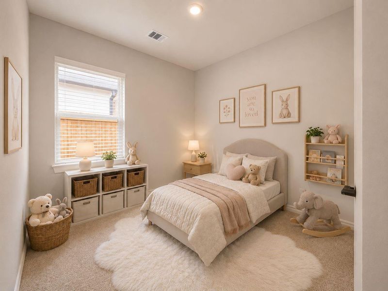 Bedroom #2. Virtual staging for reference to showcase the floor plan potential.