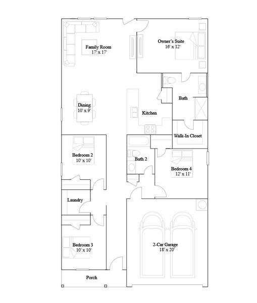 2D floor plan layout for the Ramsey by Lennar in River Bridge Ranch: Watermill Collection, San Marcos, TX (Image 4). 2D floor plan layout for the Ramsey by Lennar in River Bridge Ranch: Watermill Collection, San Marcos, TX (Image 4).