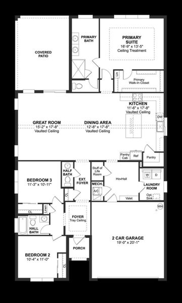 2D floor plan layout of this home in Salerno Reserve - Single Family, Stuart, FL (Image 2).