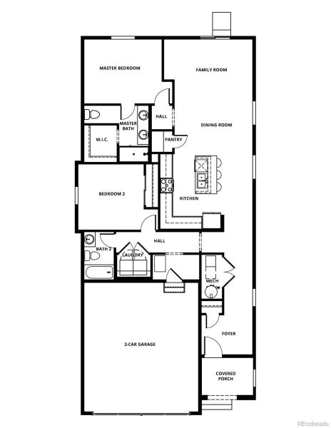 2D floor plan layout of this home in Second Creek Farm, Commerce City, CO (Image 3).