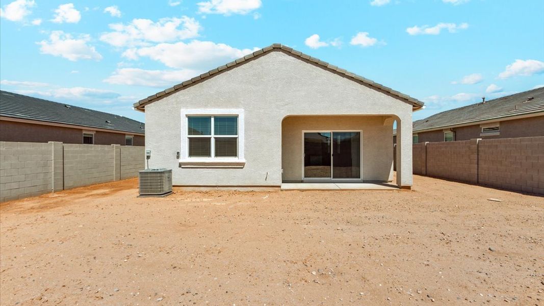 Exterior details and patio area of a home in Radiance at Superstition Vistas, Apache Junction (Image 18).