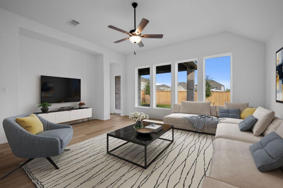 Furnished interior view inside a new home in Bridgeland 55', Cypress (Image 7).