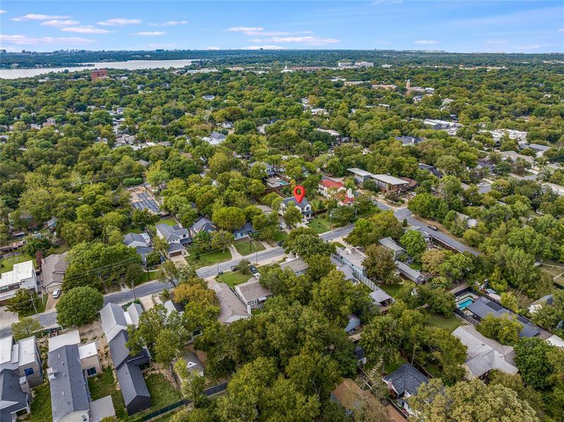 Bird's eye view of a large body of water Bird's eye view of a large body of water