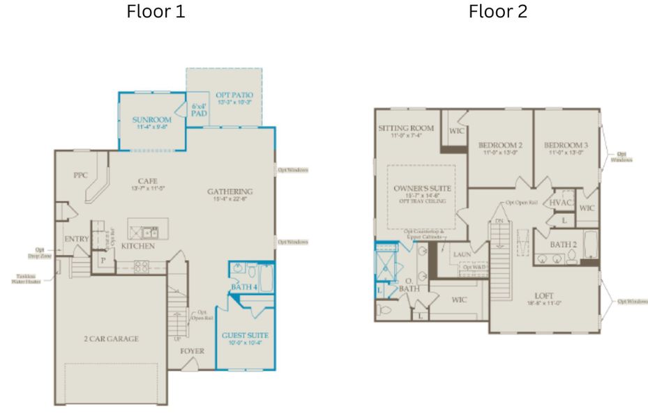 2D floor plan layout of this home in Saunders Farm, Willow Spring, NC (Image 3).