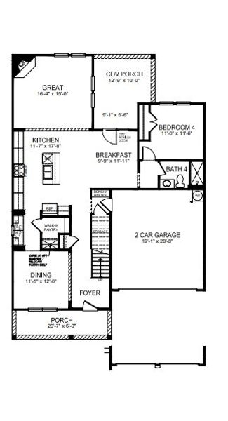 2D floor plan layout for the Morgan by D.R. Horton in Westport, York, SC (Image 2).