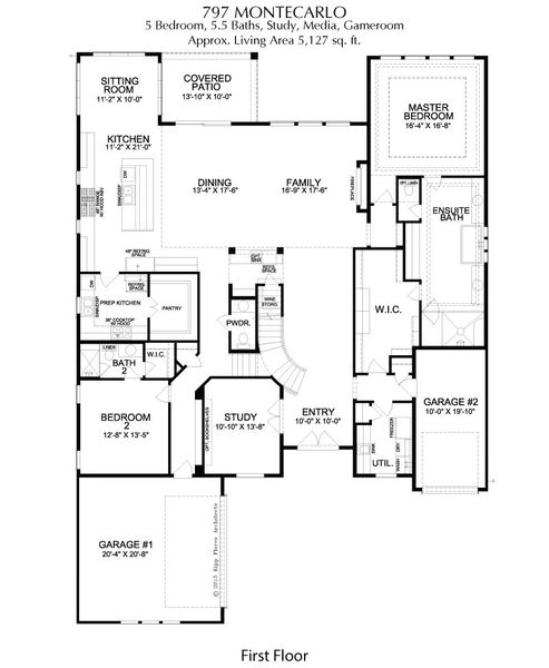 2D floor plan layout for the Montecarlo by Landon Homes in Signature 74s, Frisco, TX (Image 28).