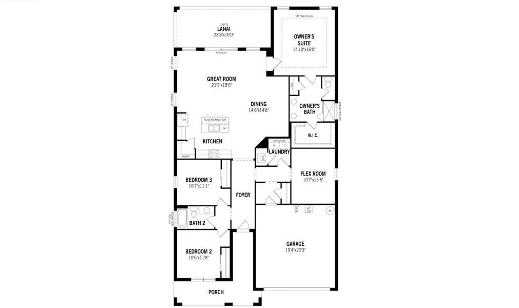 2D floor plan layout for the Glades by Mattamy Homes in Wellen Park, Venice, FL (Image 3).