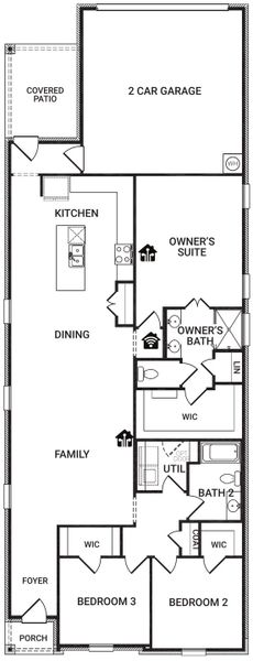 2D floor plan layout for the Sonata by Impression Homes in Redden Farms – Active Adult, Midlothian, TX (Image 3). 2D floor plan layout for the Sonata by Impression Homes in Redden Farms – Active Adult, Midlothian, TX (Image 3).