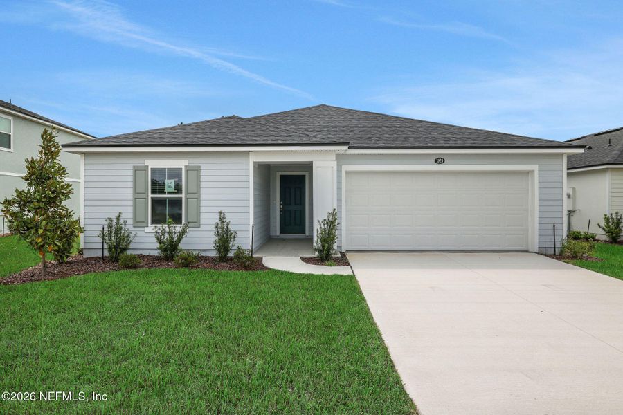 Front exterior of a new home in Amberly, Green Cove Springs, FL, highlighting curb appeal (Image 22).