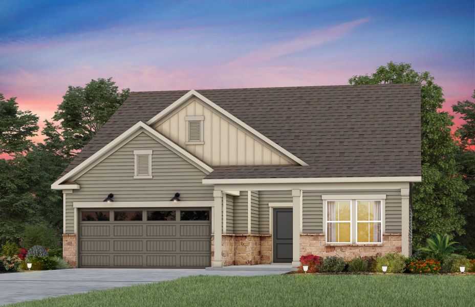 Front exterior of a new home in Michaux Gardens, Belmont, NC, highlighting curb appeal (Image 25). Front exterior of a new home in Michaux Gardens, Belmont, NC, highlighting curb appeal (Image 25).