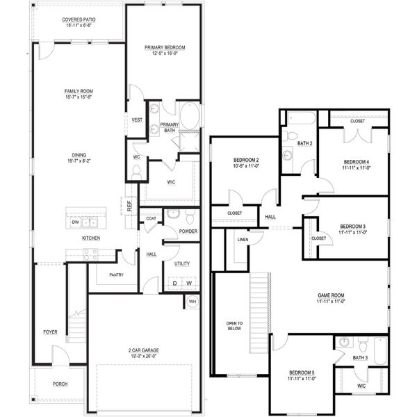 2D floor plan layout for the The Stonegate by Lillian Custom Homes in Freeman Farm, Kaufman, TX (Image 5).