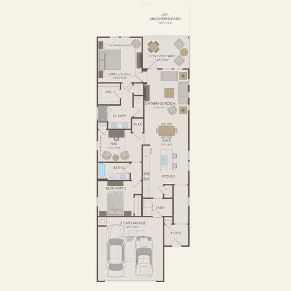 2D floor plan layout for the Hallmark by Del Webb in Del Webb Wilmington at Mallory Creek, Leland, NC (Image 3).