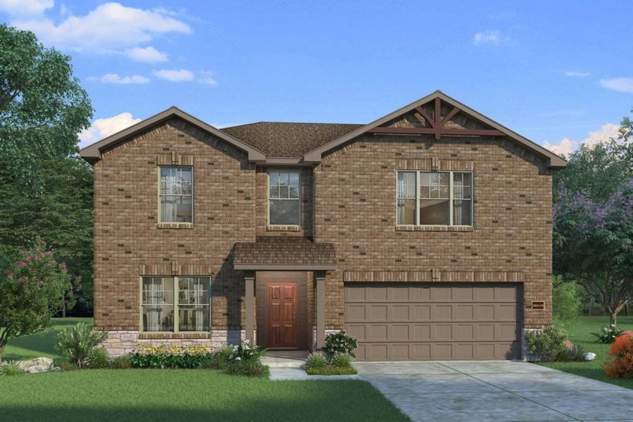 Representative exterior photo of a completed home built from the Hemlock II Trinity Grove Signature by Brohn Homes in Trinity Grove, Spring, TX (Image 9). Representative exterior photo of a completed home built from the Hemlock II Trinity Grove Signature by Brohn Homes in Trinity Grove, Spring, TX (Image 9).