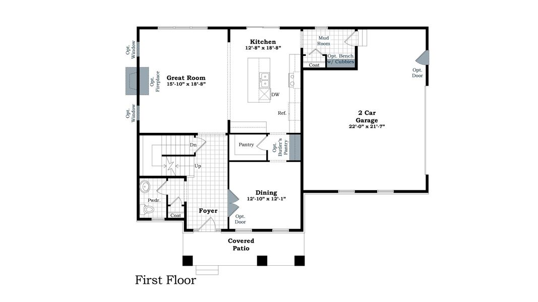 2D floor plan layout for the The Georgetown II Side Entry by Norfolk Homes in Fosdick Glen of Saline, Saline, MI (Image 3).