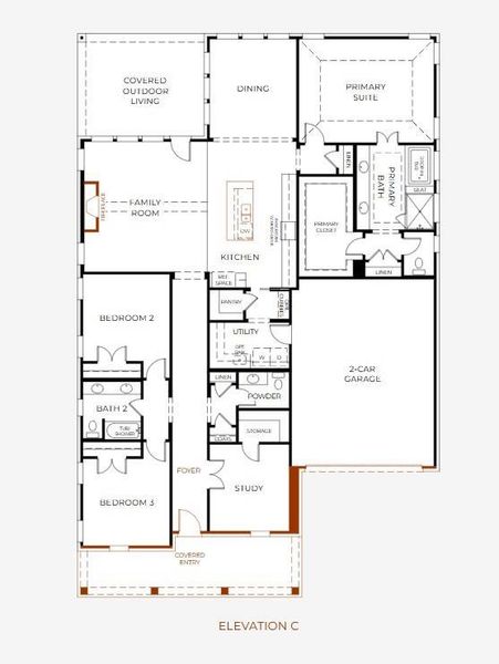 2D floor plan layout of this home in Chatham Reserve, Krugerville, TX (Image 3).