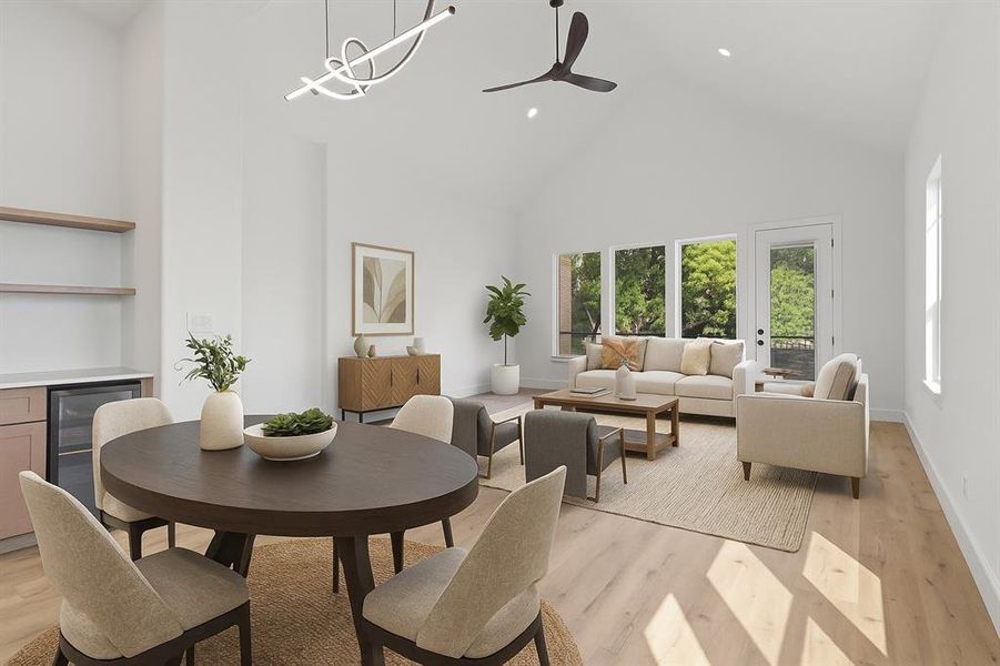 Digitally staged dinning and living room