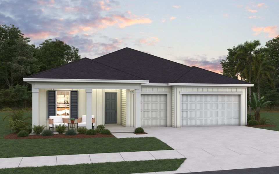 Front exterior of a new home in Veranda Bay, Flagler Beach, FL, highlighting curb appeal (Image 1). Front exterior of a new home in Veranda Bay, Flagler Beach, FL, highlighting curb appeal (Image 1).