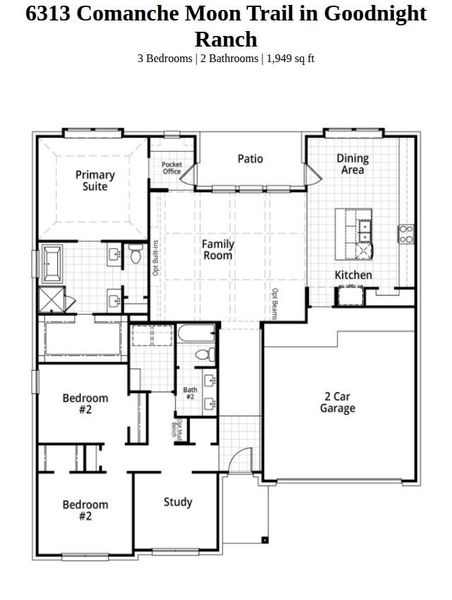 2D floor plan layout of this home in Goodnight Ranch, Austin, TX (Image 2). 2D floor plan layout of this home in Goodnight Ranch, Austin, TX (Image 2).