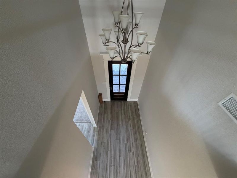 ariel view of the entrance from game room