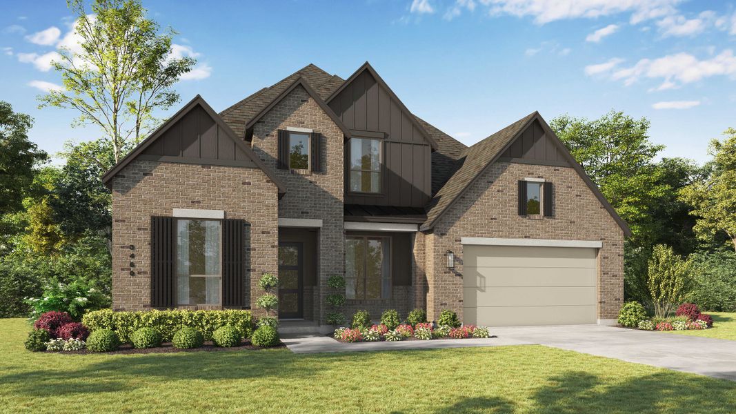 Representative exterior photo of a completed home built from the Stanley Plan by Highland Homes in Mont Blanc, Schertz, TX (Image 30). Representative exterior photo of a completed home built from the Stanley Plan by Highland Homes in Mont Blanc, Schertz, TX (Image 30).