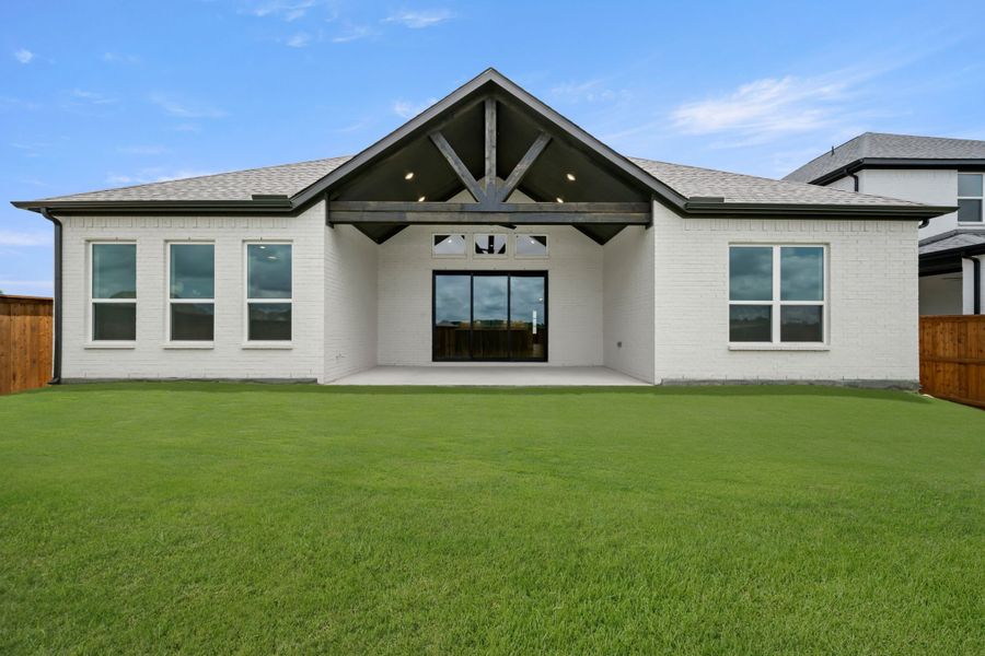 Exterior details and patio area of a home in Rio Vista at Kelly Ranch, Aledo (Image 4). Exterior details and patio area of a home in Rio Vista at Kelly Ranch, Aledo (Image 4).