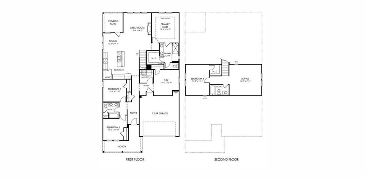 2D floor plan layout of this home in Westmont Preserve, Powder Springs, GA (Image 3).