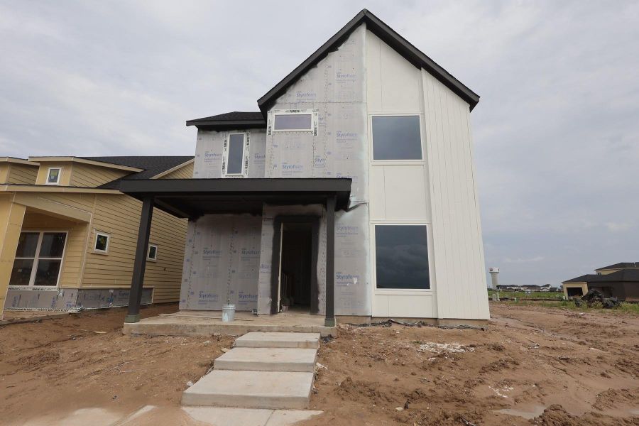 In-progress construction of a new home in Bridgeland Central: Emerald Heights - Landmark Row Collection, Cypress, TX (Image 6). In-progress construction of a new home in Bridgeland Central: Emerald Heights - Landmark Row Collection, Cypress, TX (Image 6).
