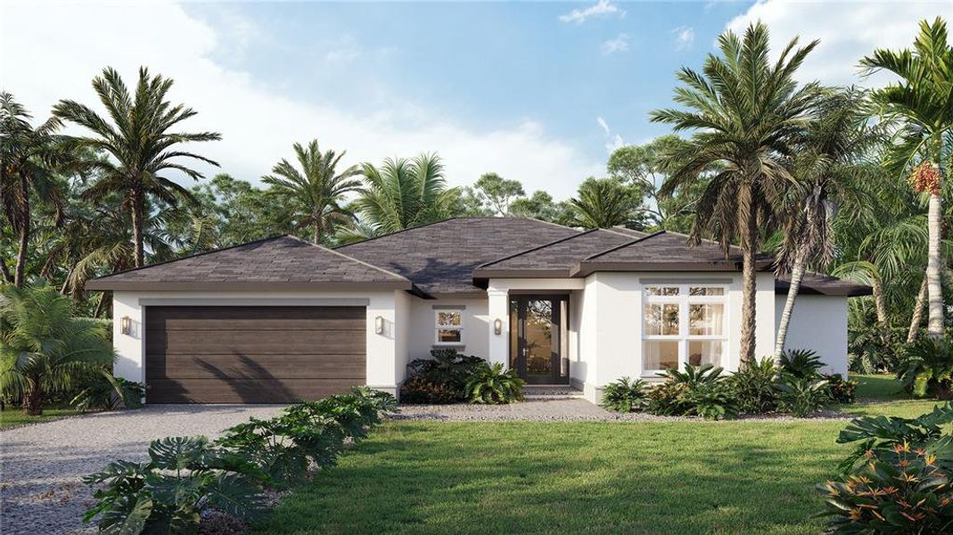 Front exterior of a new home in , North Port, FL, highlighting curb appeal (Image 1).