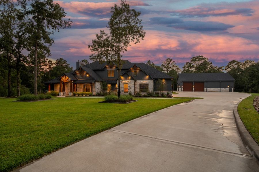 Front exterior of a new home in , Montgomery, TX, highlighting curb appeal (Image 2). Front exterior of a new home in , Montgomery, TX, highlighting curb appeal (Image 2).