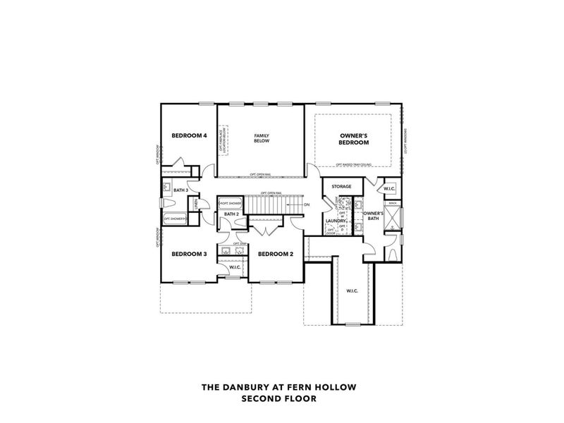 2D floor plan layout for the The Danbury J by Davidson Homes LLC in Fern Hollow, Buford, GA (Image 4).
