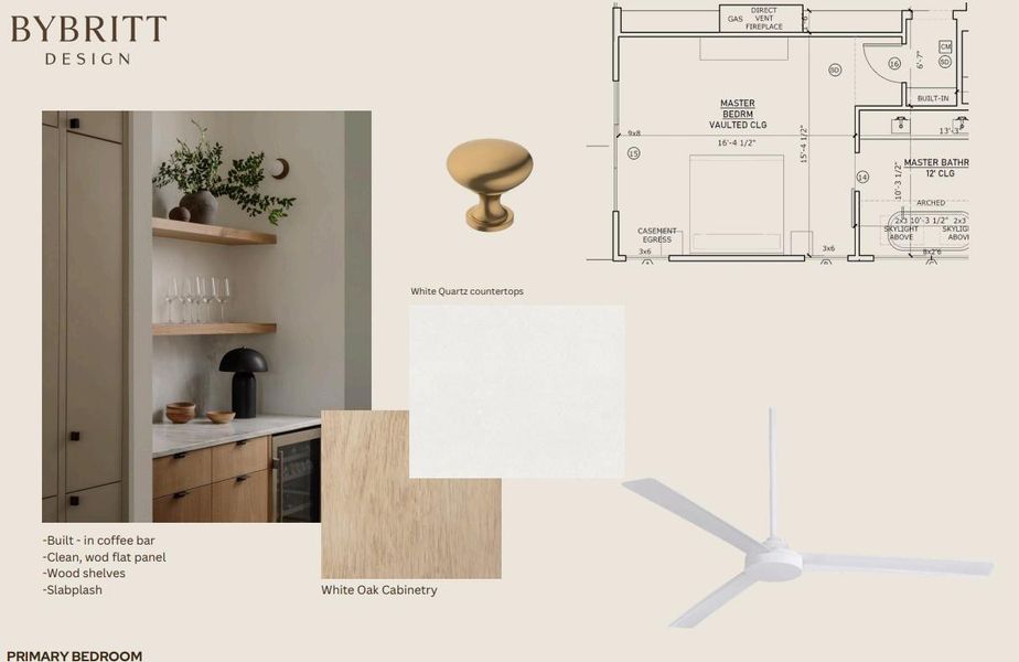 An inviting coffee bar area is accentuated by sleek wood shelves, providing both utility and aesthetic appeal.