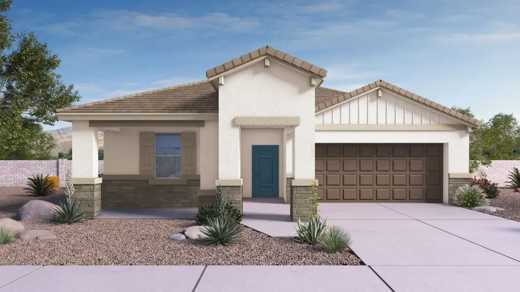 Representative exterior photo of a completed home built from the Tapatio by D.R. Horton in El Cidro, Goodyear, AZ (Image 23). Representative exterior photo of a completed home built from the Tapatio by D.R. Horton in El Cidro, Goodyear, AZ (Image 23).