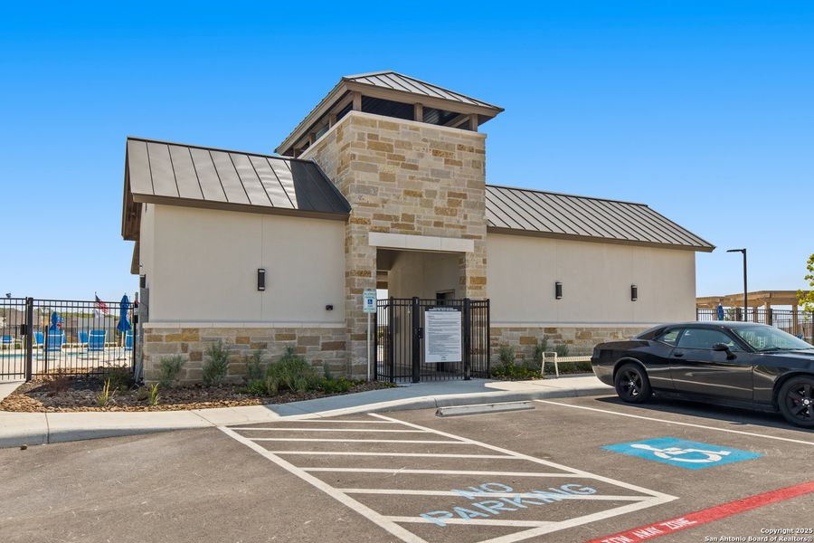 Front exterior of a new home in Cinco Lakes, San Antonio, TX, highlighting curb appeal (Image 19).