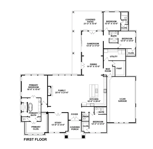 2D floor plan layout of this home in Bentwood Farms, Montgomery, TX (Image 7).