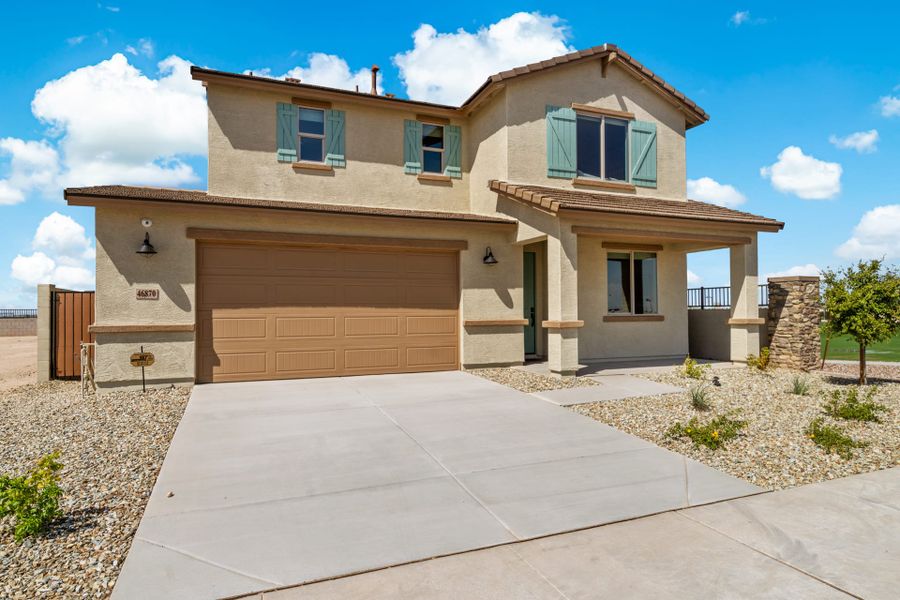 Exterior | Skyline Floorplan | Elara at Moonlight | New Homes in Maricopa, AZ by Landsea Homes
