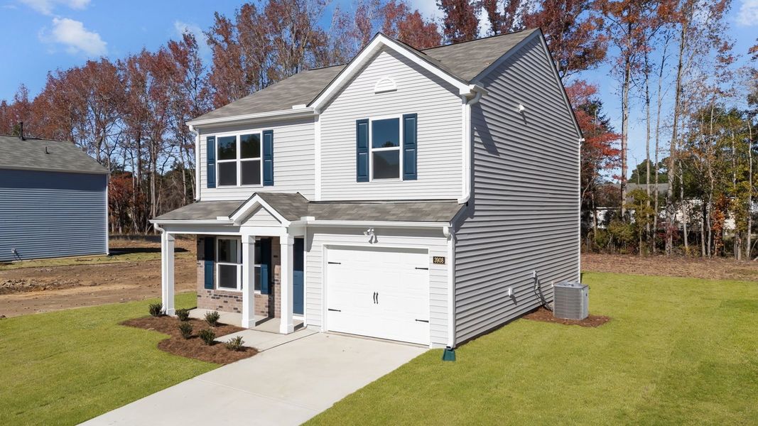 Front exterior of a new home in Jetstream Park, Wilson, NC, highlighting curb appeal (Image 2).