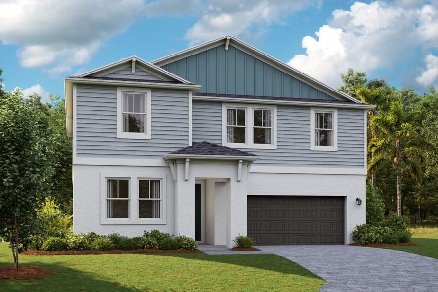 Representative exterior photo of a completed home built from the Amelia by Casa Fresca Homes in Pasadena Woods, Dade City, FL (Image 9). Representative exterior photo of a completed home built from the Amelia by Casa Fresca Homes in Pasadena Woods, Dade City, FL (Image 9).