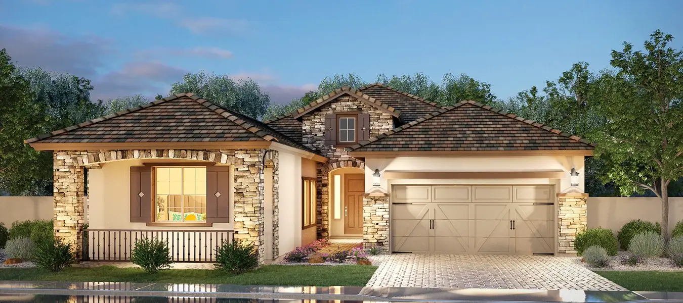 Representative exterior photo of a completed home built from the Residence 5 by Blandford Homes in Grove at Lehi, Mesa, AZ (Image 5).