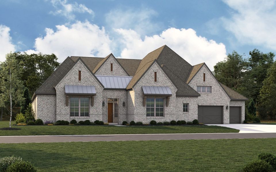 Representative exterior photo of a completed home built from the 7022 by Tradition Homes in Mustang Lakes, McKinney, TX (Image 2). Representative exterior photo of a completed home built from the 7022 by Tradition Homes in Mustang Lakes, McKinney, TX (Image 2).