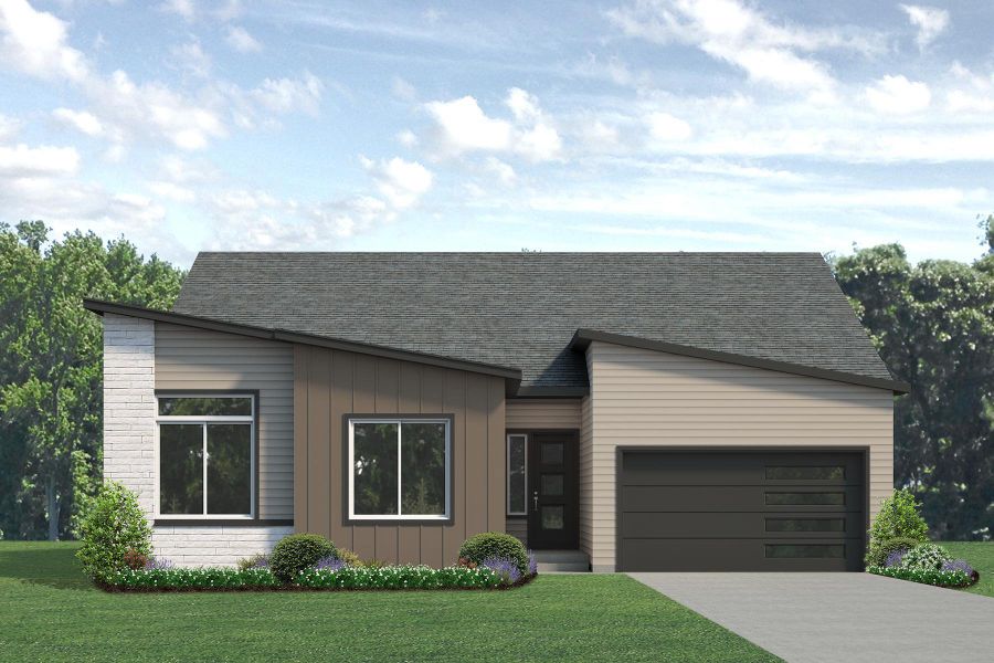 Representative exterior photo of a completed home built from the Jefferson by Risewell Homes in Highlands Preserve, Mead, CO (Image 24).