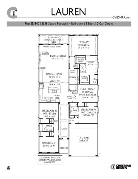 2D floor plan layout of this home in Meridiana, Manvel, TX (Image 5).