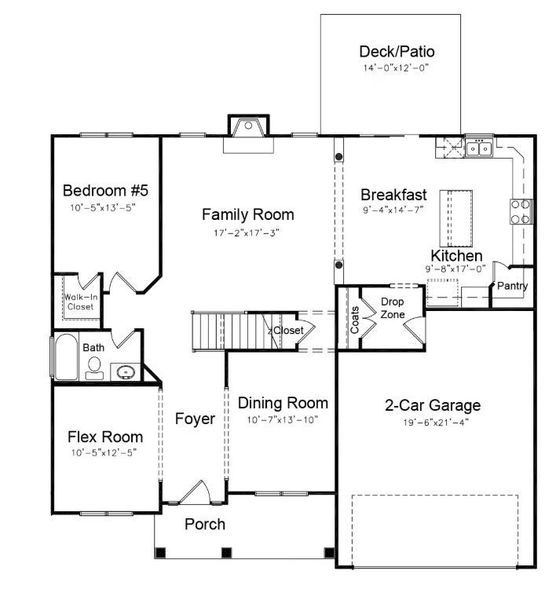 2D floor plan layout for the Stratford by Niblock Homes in Red Hill, Concord, NC (Image 3).