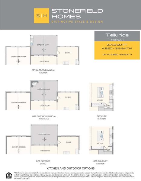 2D floor plan layout for the Telluride by Stonefield Homes in Rio Vista at Kelly Ranch, Aledo, TX (Image 7).