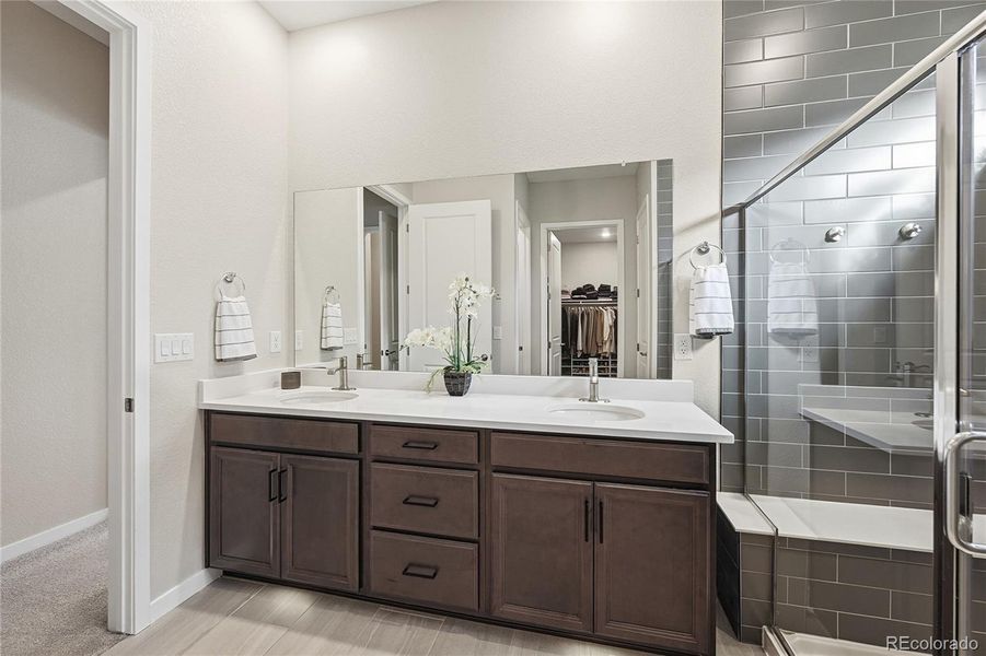 Double Sinks In the Main Floor Primary Bathroom!
