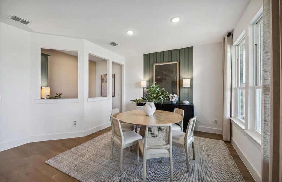 *Actual home, furniture not included - Dining nook off kitchen with large windows *Actual home, furniture not included - Dining nook off kitchen with large windows