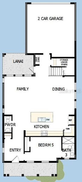 2D floor plan layout of this home in Emerald Landing at Waterside at Lakewood Ranch – Cottage Series, Sarasota, FL (Image 4).