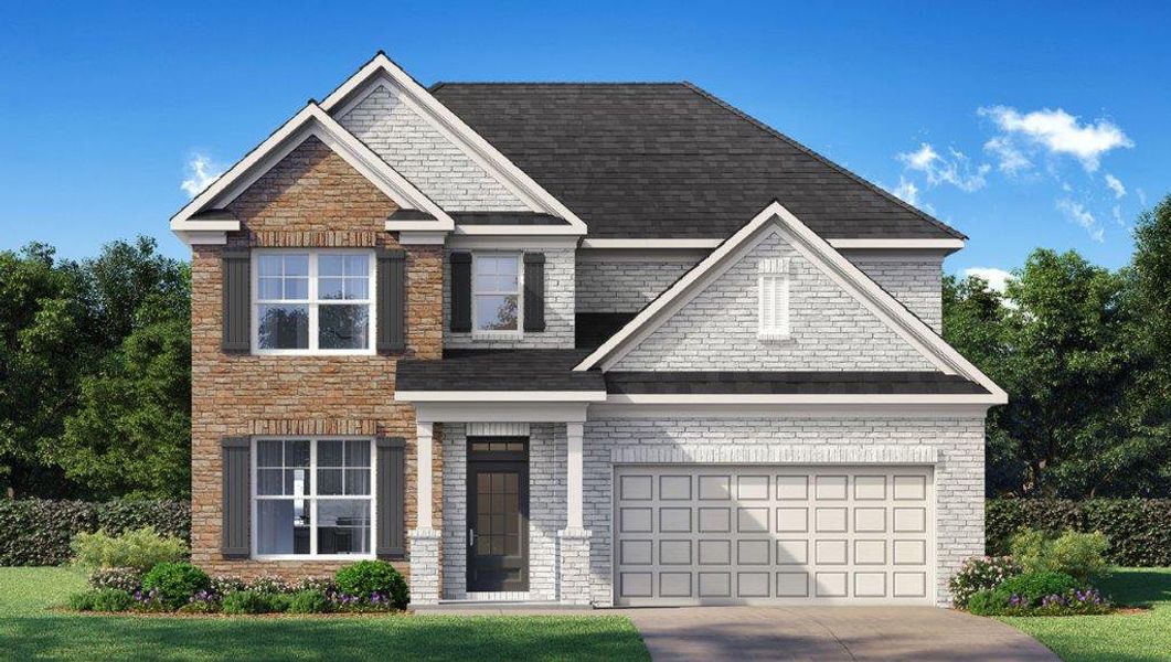 Representative exterior photo of a completed home built from the WINDSOR by D.R. Horton in Butner Estates, South Fulton, GA (Image 31).